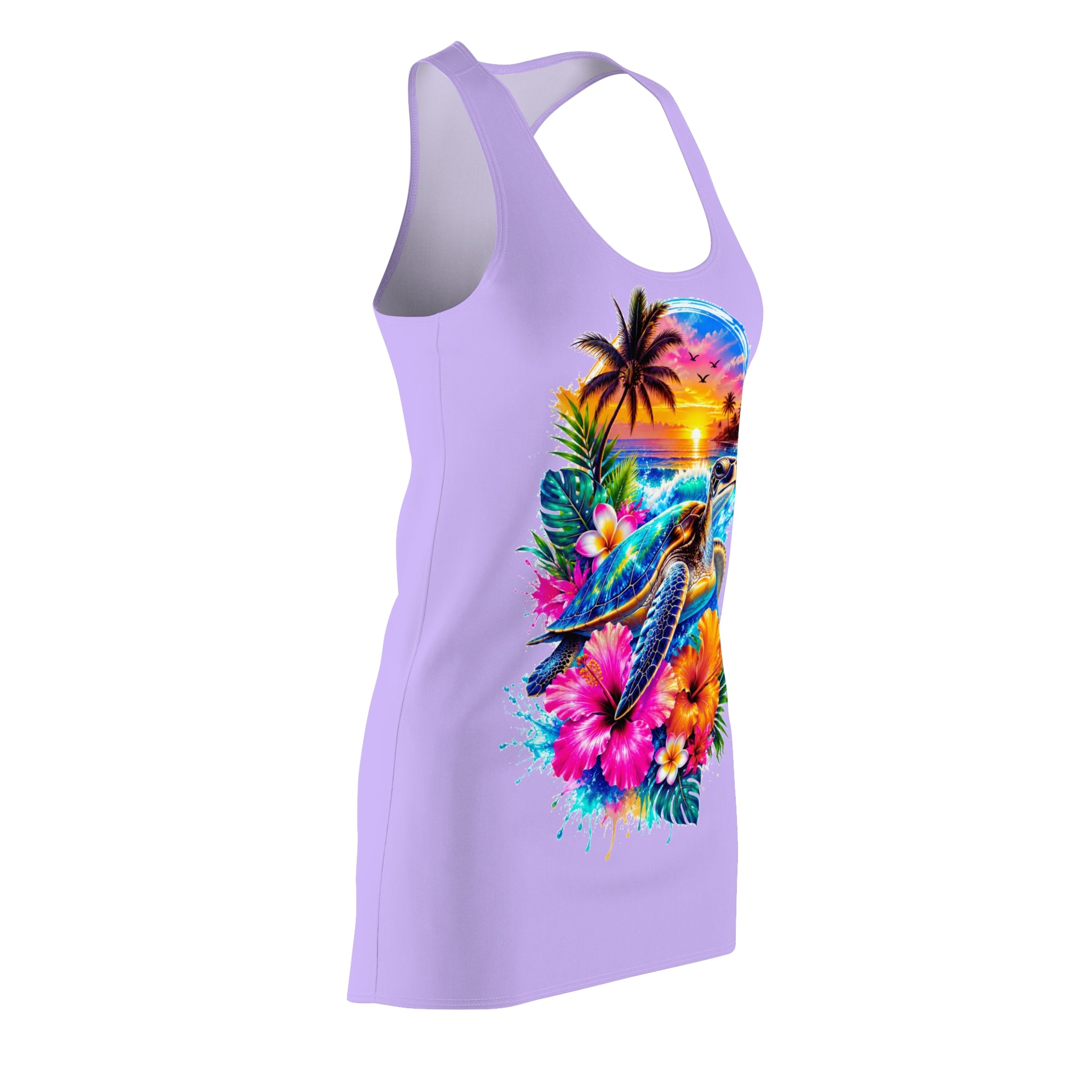 Sea Turtle Racerback Dress | Tropical Beach Dress | Ocean Lover Gift | Summer Vacation Dress