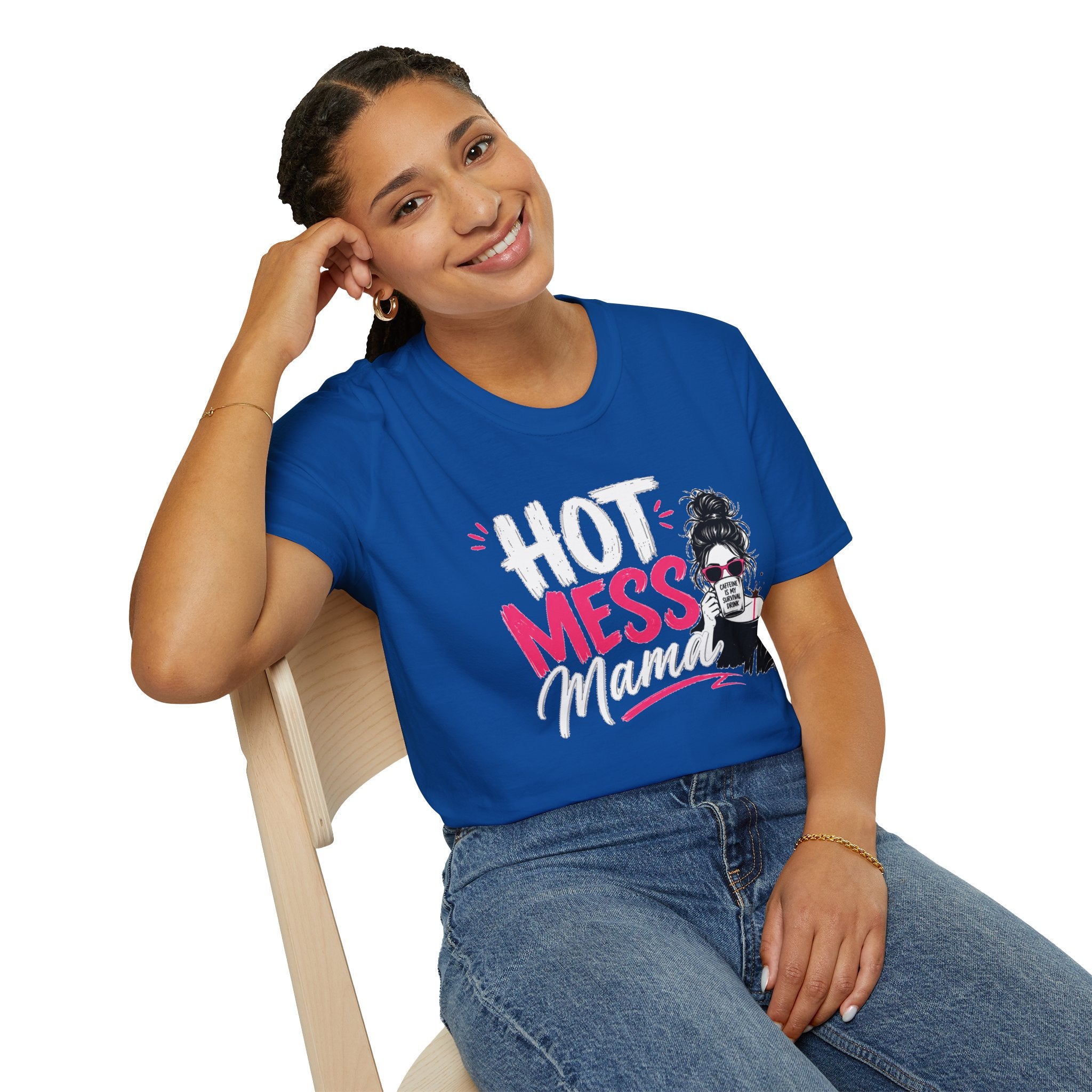 Hot Mess Mama Coffee Lover Shirt, Funny Mom Life Graphic Tee, Caffeine Humor T-Shirt for Moms