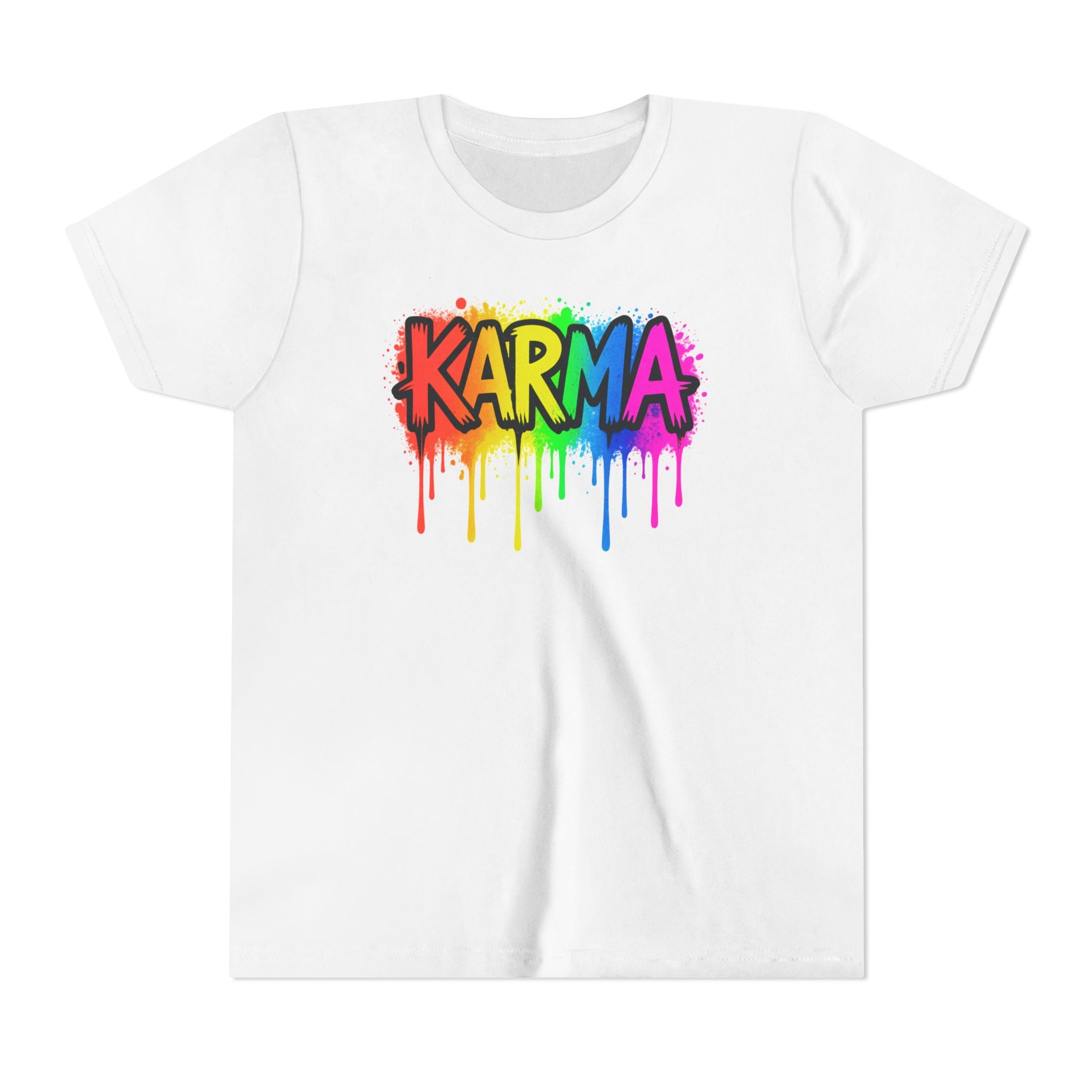 KARMA Rainbow Drip Youth Tee – Colorful Graffiti Kids T-Shirt