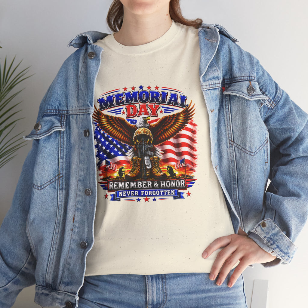 Memorial Day Shirt, Patriotic Eagle T-Shirt, Remember & Honor Tee, American Flag Graphic Shirt, Military Tribute Gift