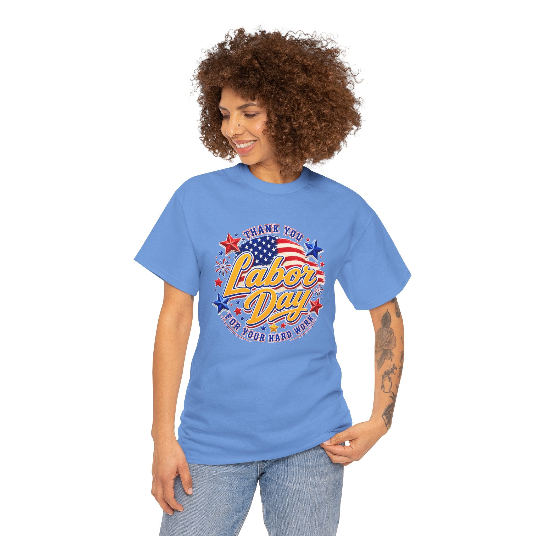 Labor Day T-Shirt — "Thank You Labor Day For Your Hard Work" Patriotic Holiday Tee