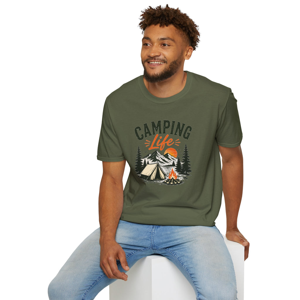 Camping Life T-Shirt — Vintage Tent & Campfire Outdoor Tee