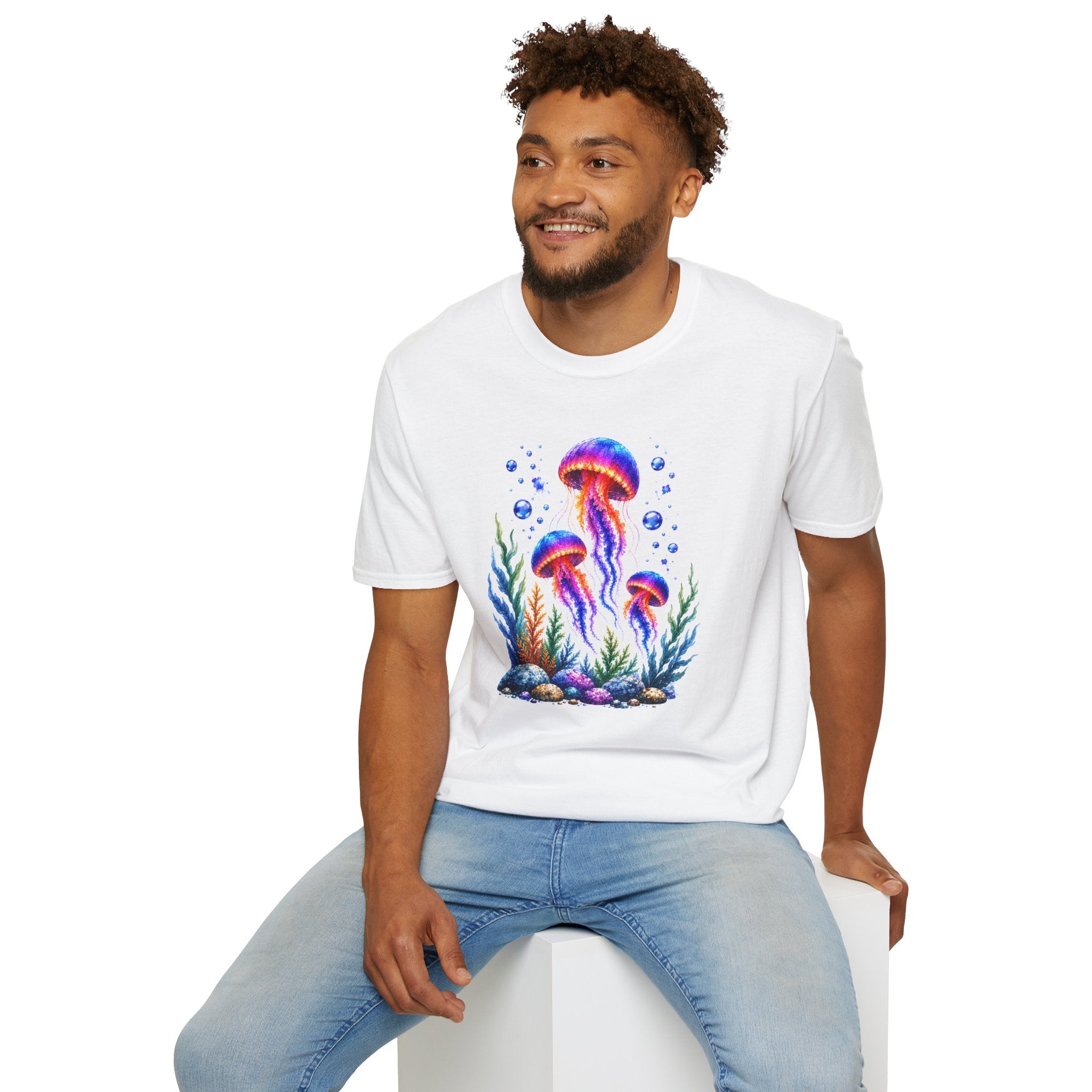 Colorful Jellyfish T-Shirt | Ocean Life Graphic Tee | Neon Sea Creature Shirt | Marine Life Gift | Beach Lover Unisex Tee