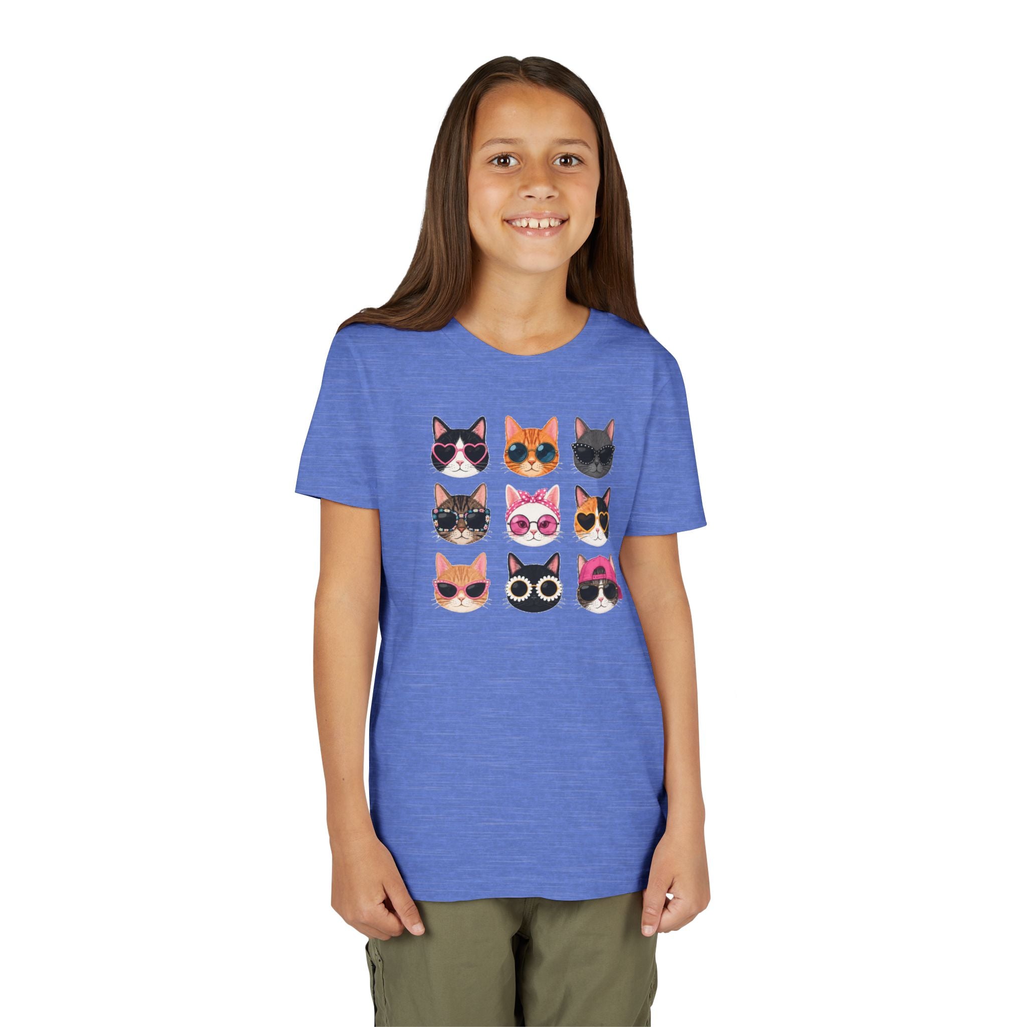 Kids Cat T-Shirt, Cute Cat Faces Shirt, Funny Kitty Tee for Girls & Boys, Cat Lover Gift for Kids, Colorful Cat Graphic Tee