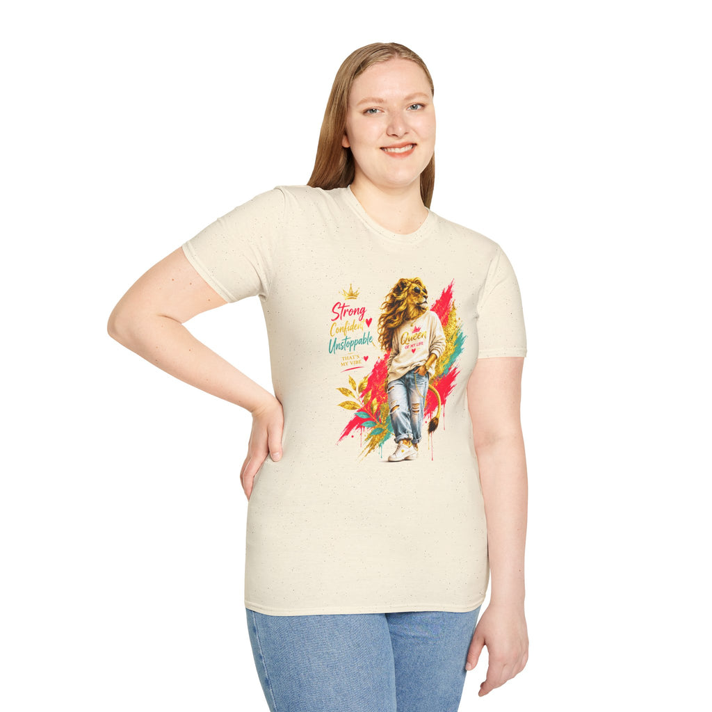 T-Shirt — "Strong, Confident, Unstoppable" Lioness Graphic Tee