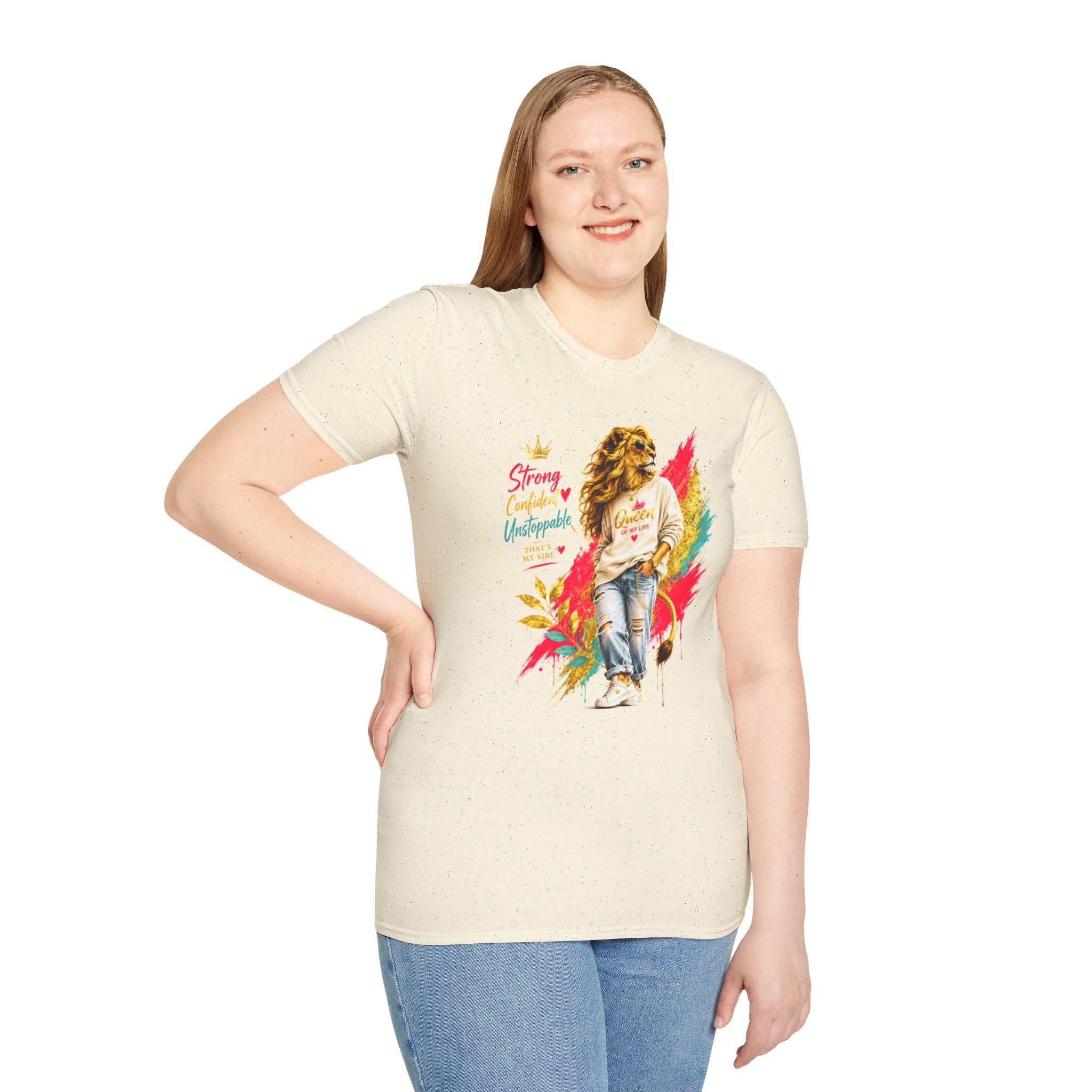 T-Shirt — "Strong, Confident, Unstoppable" Lioness Graphic Tee