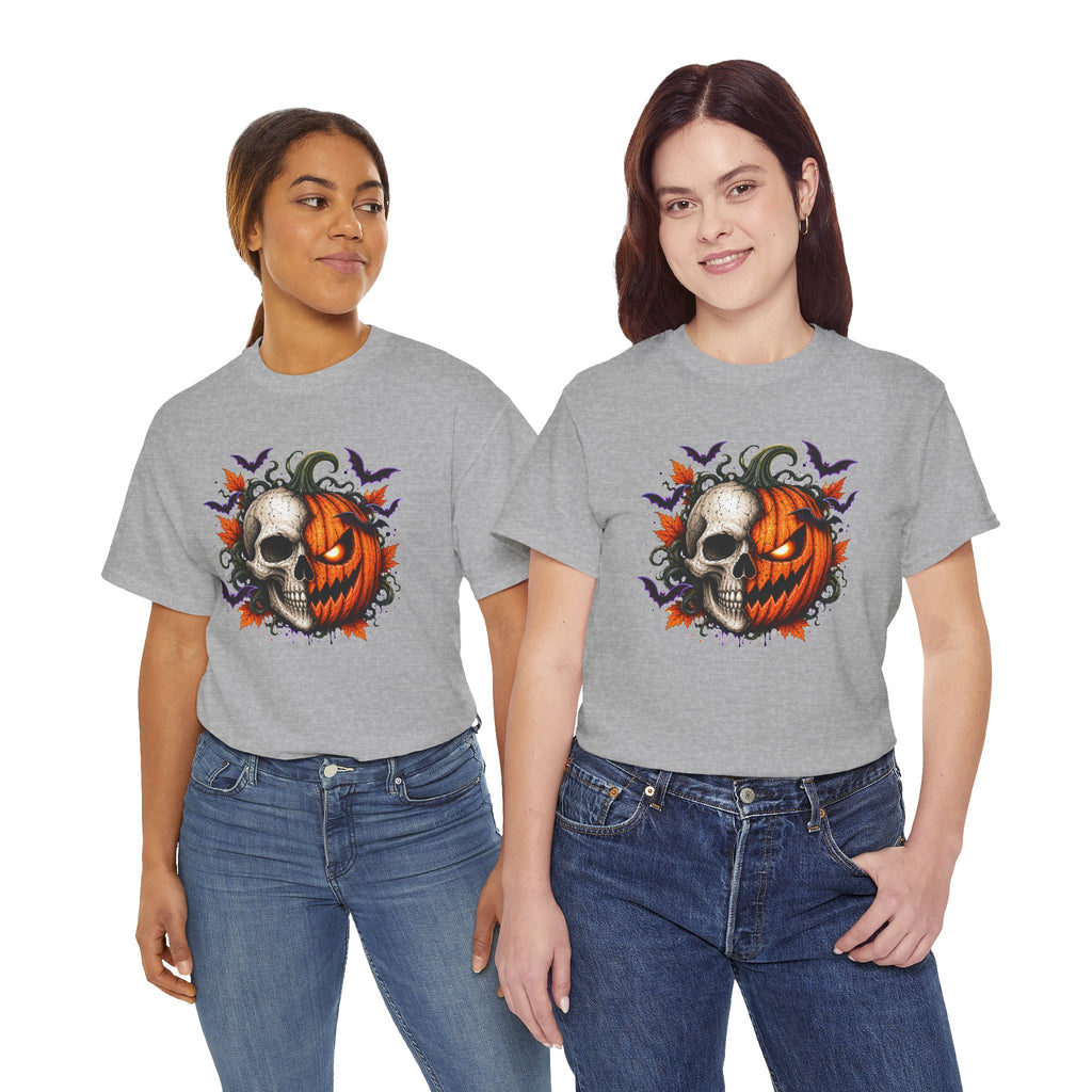 Halloween Skull Pumpkin T-Shirt, Spooky Jack O Lantern Graphic Tee, Unisex Halloween Shirt, Gothic Fall Tee
