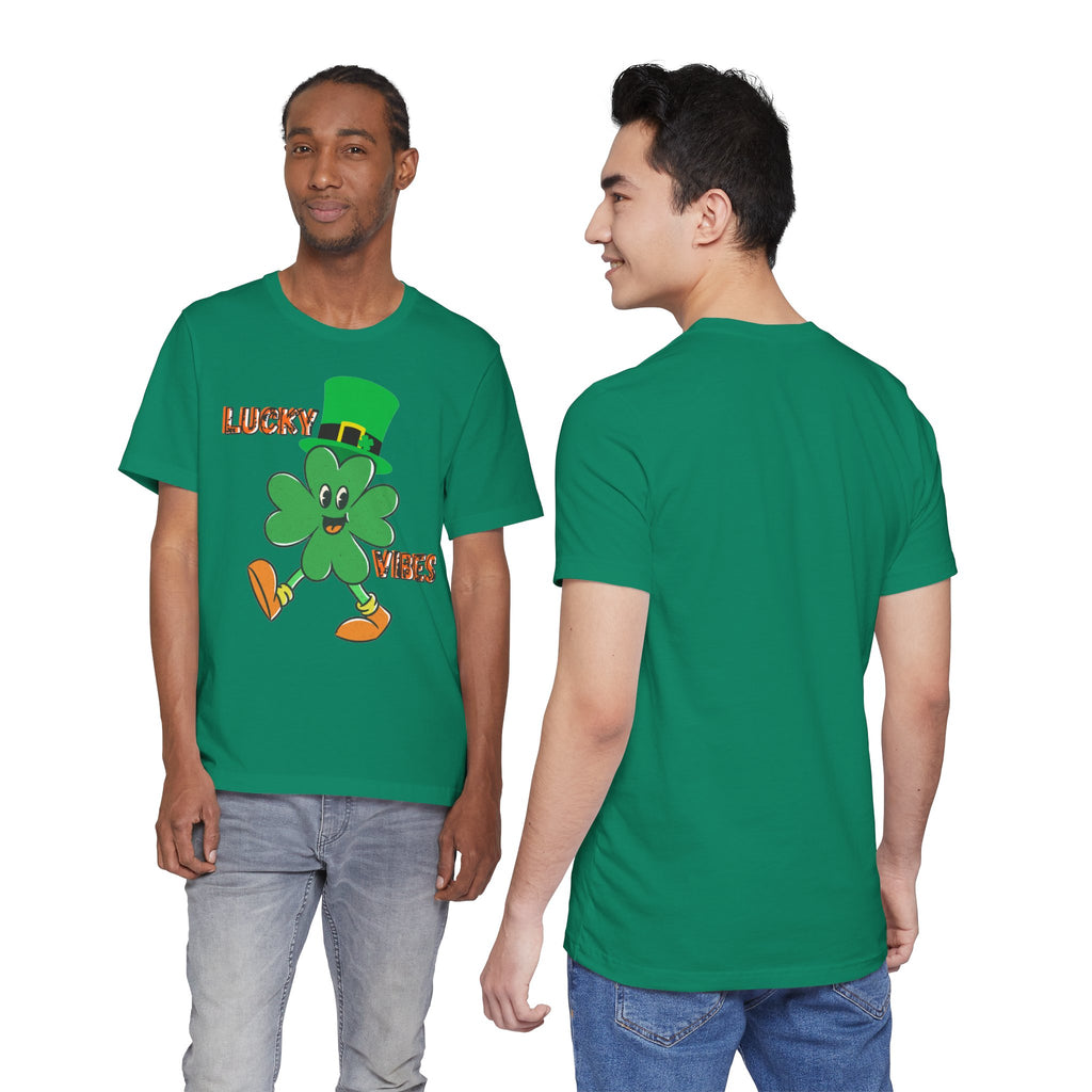 Lucky Vibes Saint Patrick's Day T-Shirt — Walking Shamrock Graphic Tee
