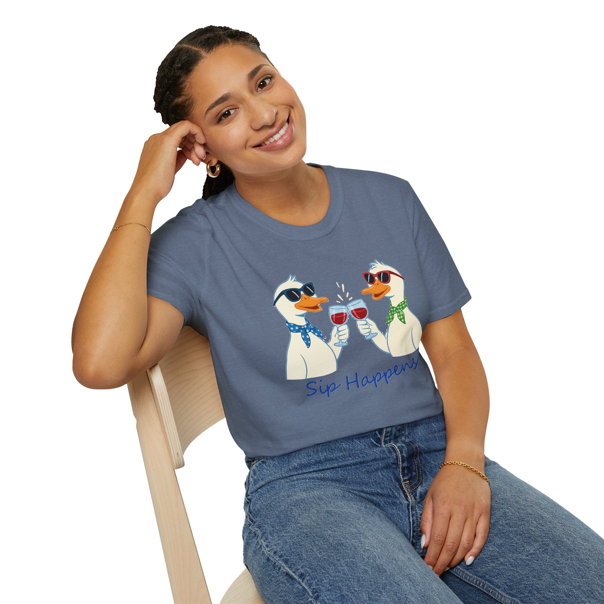 Funny Duck Shirt "Sip Happens" – Cute Drinking Ducks T-Shirt, Wine Lover Gift, Humor Graphic Tee, Casual Unisex Shirt