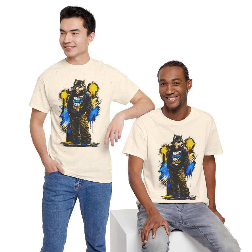 Raccoon Street Art Tee — "Built Not Born" Graphic T-Shirt