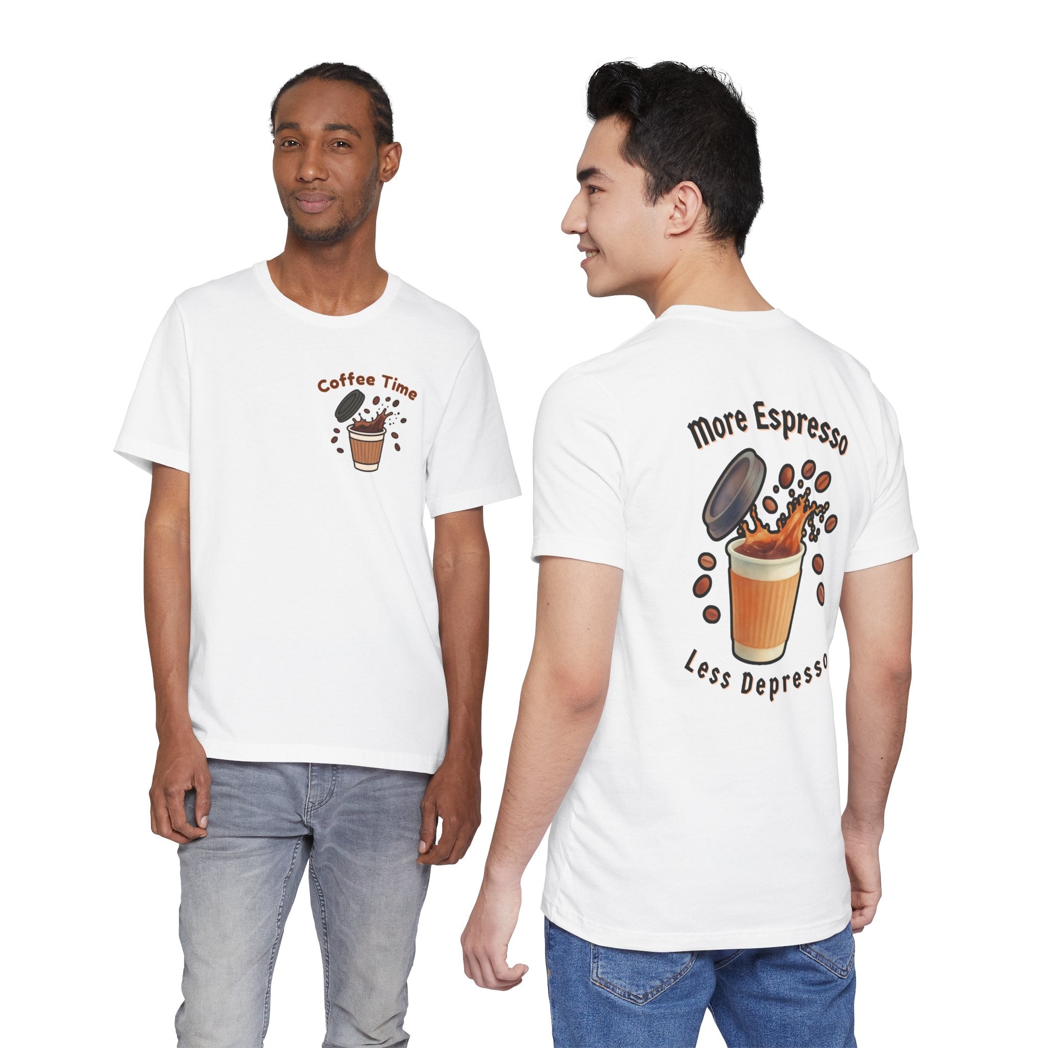 Coffee Time Tee — "More Espresso Less Depresso" Graphic T-Shirt