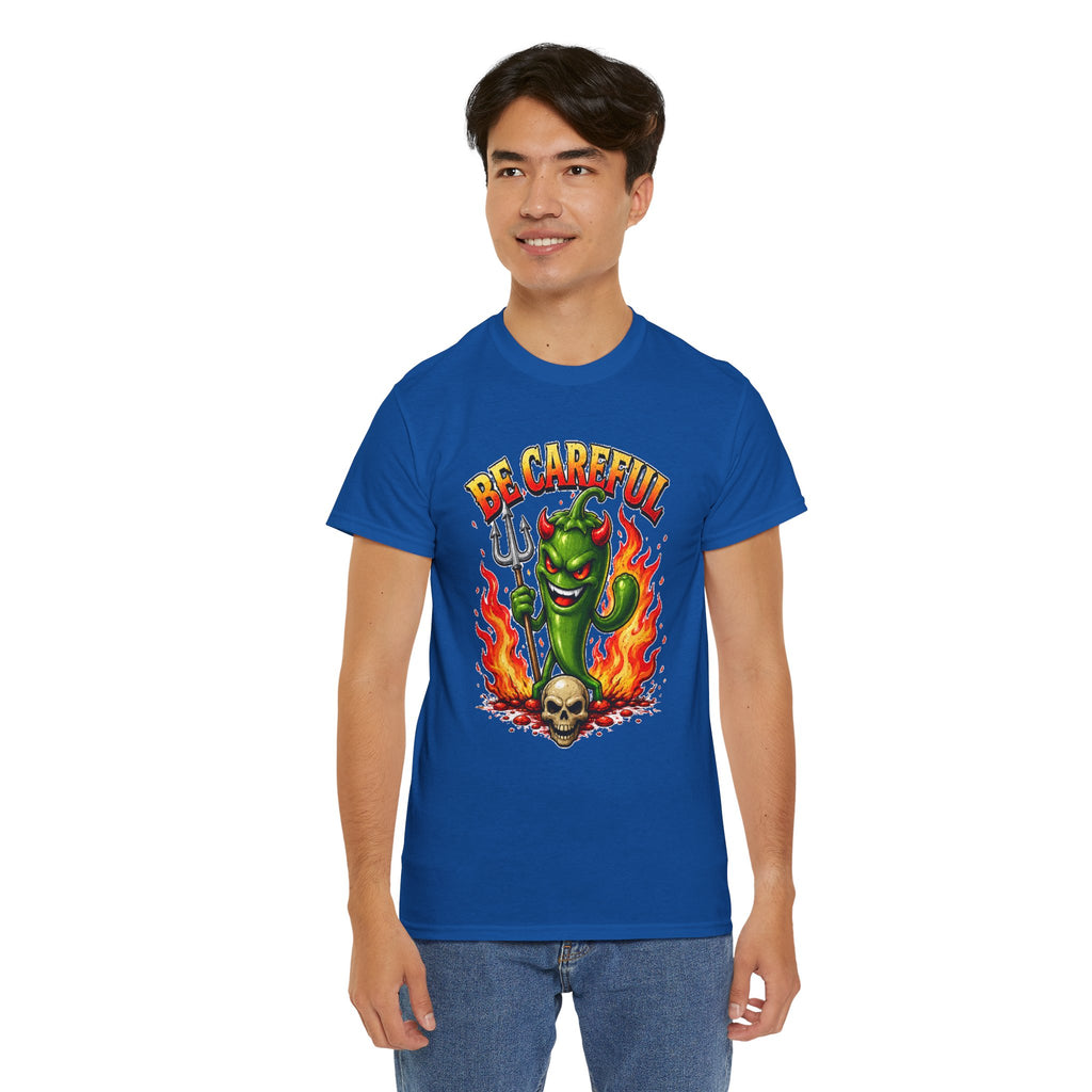Be Careful Devil Pepper Shirt, Funny Spicy Pepper T-Shirt, Hot Chili Graphic Tee, Retro Tattoo Style Unisex Gift