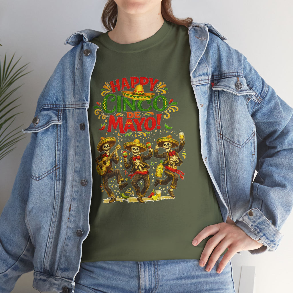 Cinco De Mayo Shirt, Happy Cinco De Mayo Tee, Dancing Skeleton Fiesta Shirt, Funny Mexican Party T-Shirt