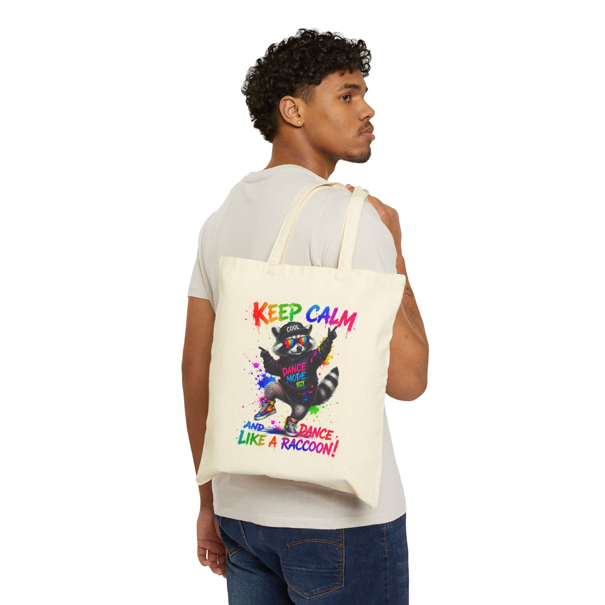 Keep Calm and Dance Like a Raccoon Canvas Tote Bag