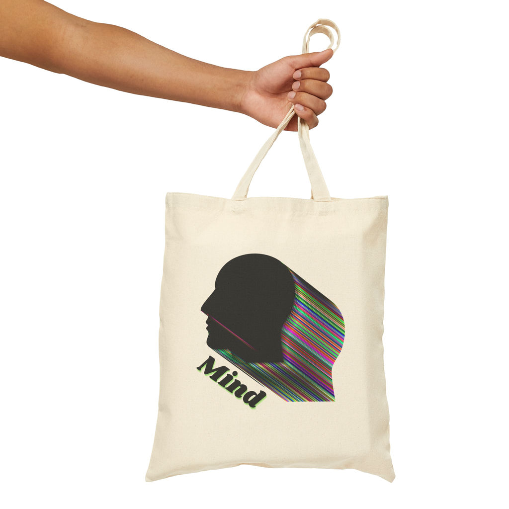 Mind Silhouette Canvas Tote - Psychedelic Striped Head Eco Bag