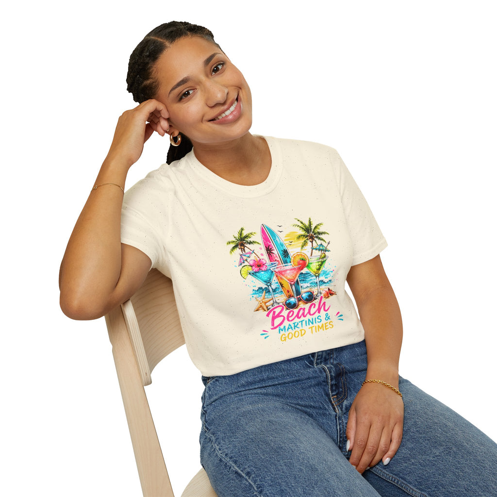 Beach Cocktails T-Shirt, Tropical Summer Shirt, Beach Martini Tee, Coastal Vacation Shirt, Summer Graphic Tee
