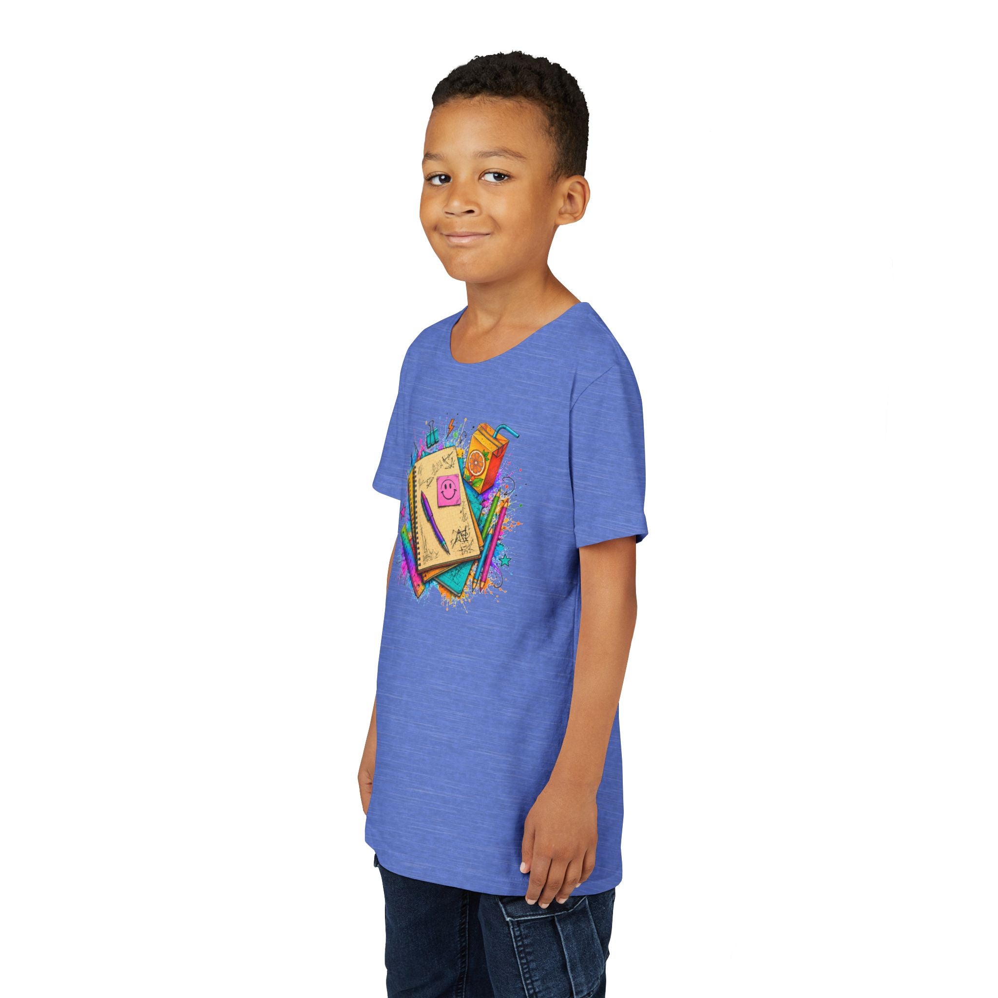 Kids Back to School T‑Shirt — Colorful Notebooks & Pencil Design
