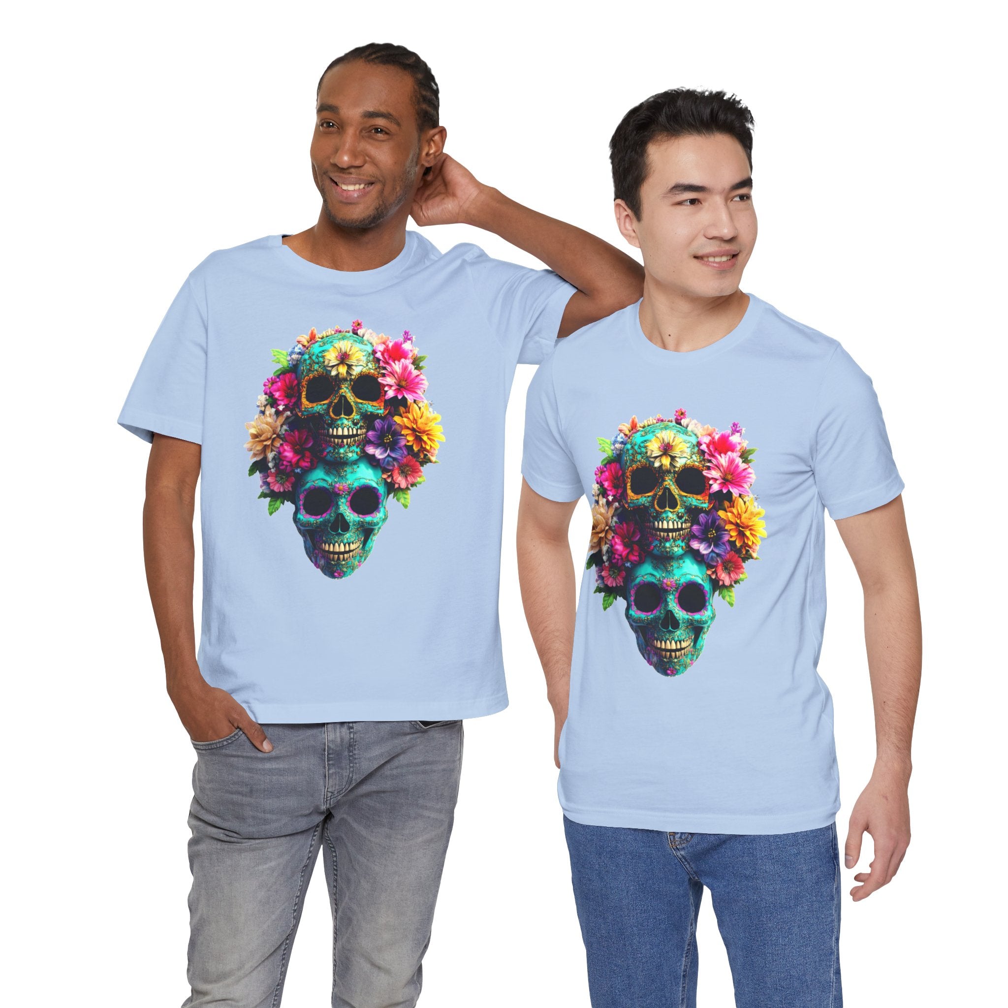 Floral Skull T-Shirt, Day of the Dead Shirt, Sugar Skull Graphic Tee, Colorful Skull Tee, Gothic Floral Shirt