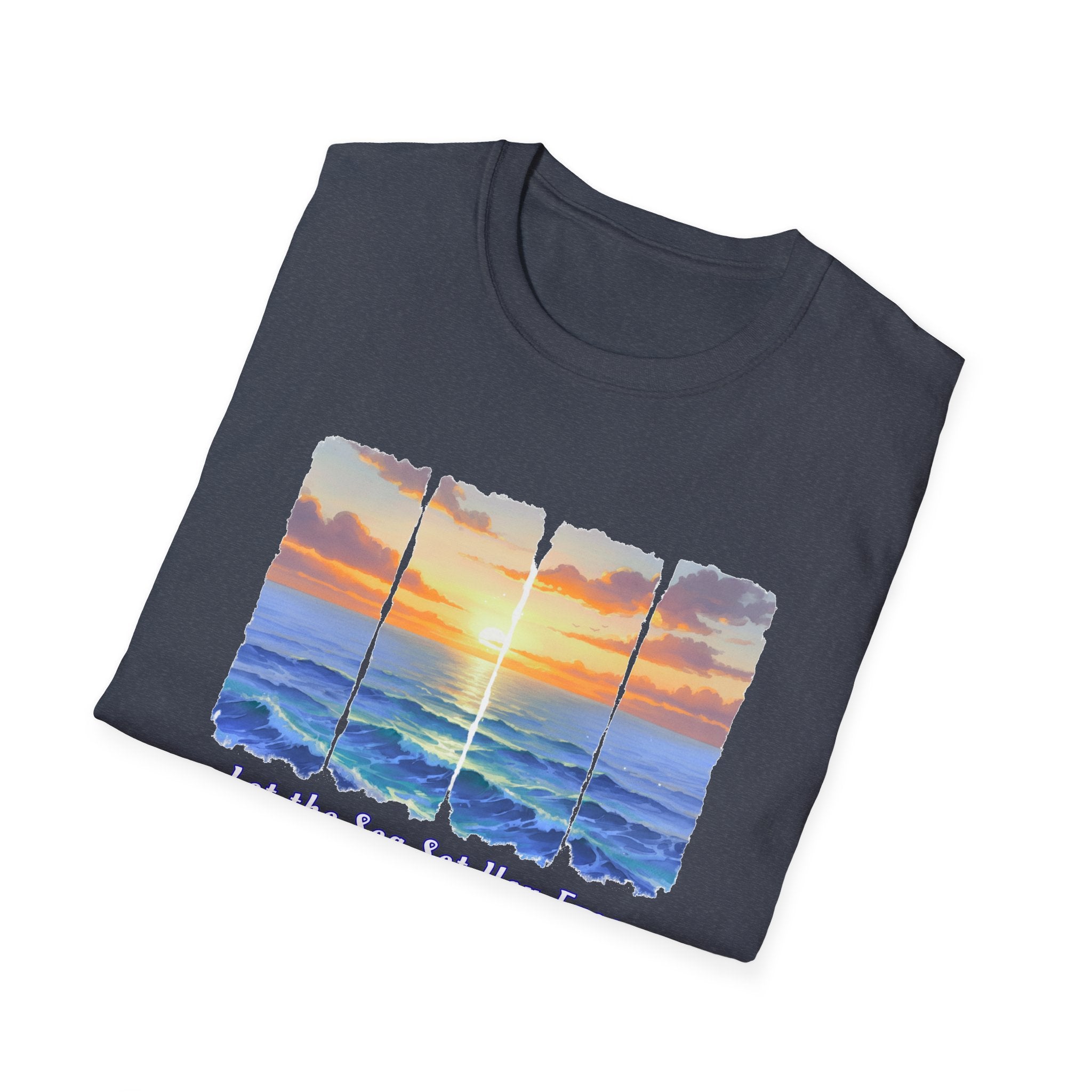 Sunset Ocean Shirt Let the Sea Set You Free Beach T Shirt Summer Vacation Tee Aesthetic Sea Wave Graphic Shirt