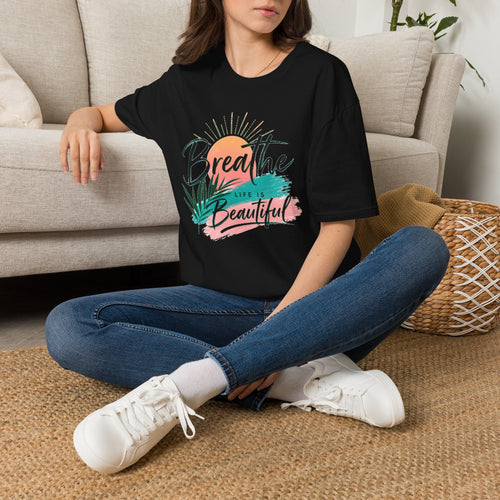 Breathe Life Is Beautiful Shirt, Inspirational T-Shirt for Women, Positive Quote Tee, Motivational Graphic Tee, Summer Vacation Shirt, Gift for Her
