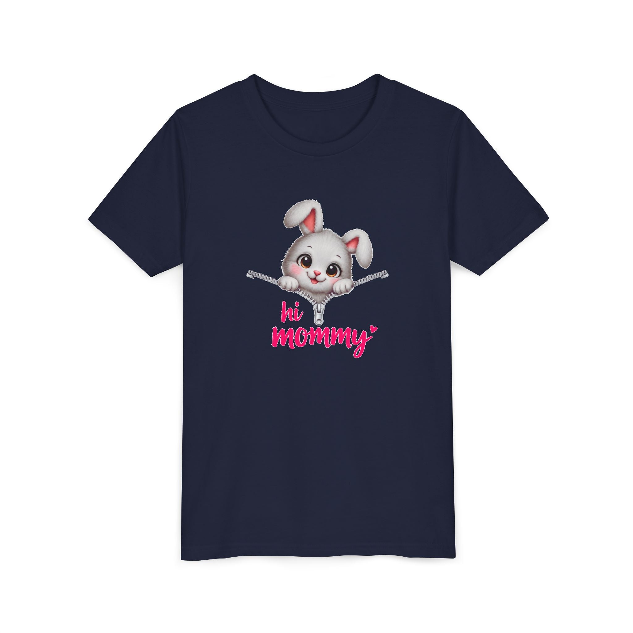 Cute Bunny Youth Shirt, Hi Mommy Kids Tee, Funny Rabbit Graphic T-Shirt, Cute Animal Lover Gift for Girls