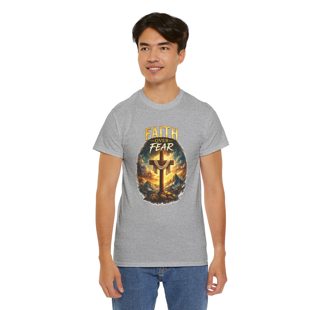 Faith Over Fear Christian T-Shirt | Cross Graphic Tee | Jesus Faith Shirt | Religious Unisex Shirt | Christian Gift for Men & Women