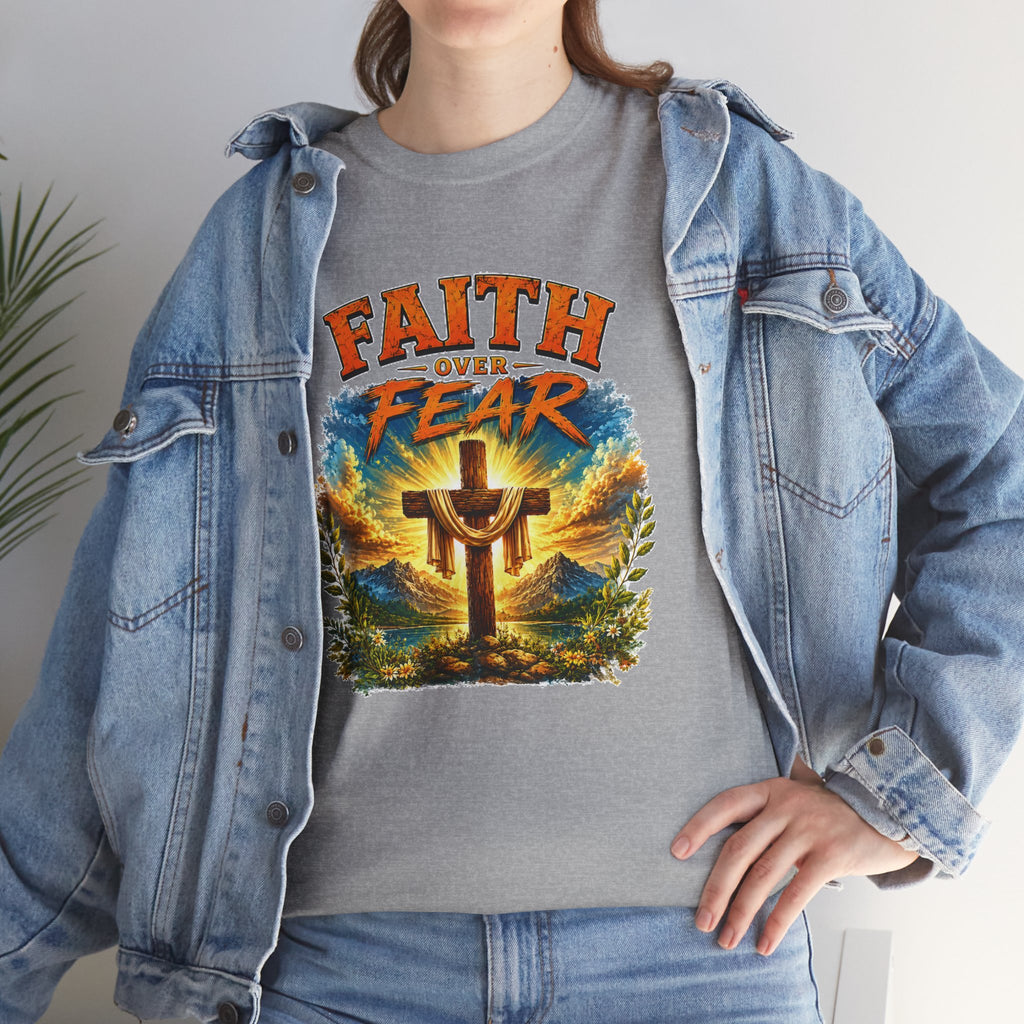 Faith Over Fear Christian T-Shirt | Cross Graphic Tee | Religious Unisex Shirt | Christian Gift