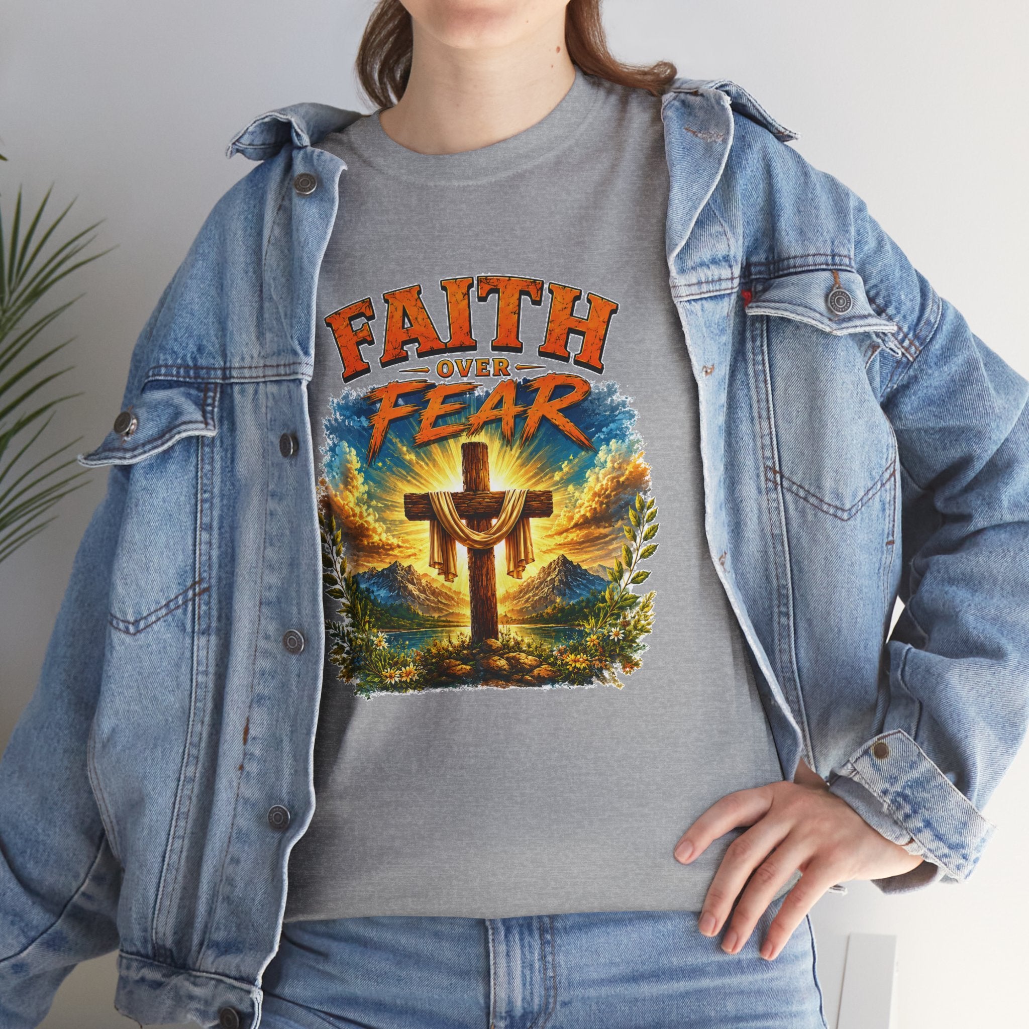 Faith Over Fear Christian T-Shirt | Cross Graphic Tee | Religious Unisex Shirt | Christian Gift
