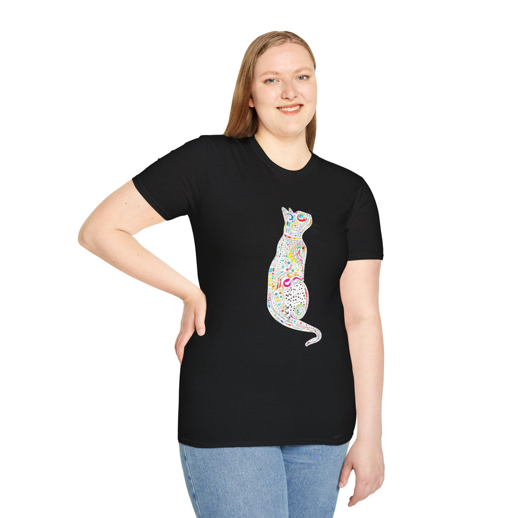 Cat Lover Shirt, Colorful Cat Graphic T-Shirt, Cute Cat Silhouette Tee
