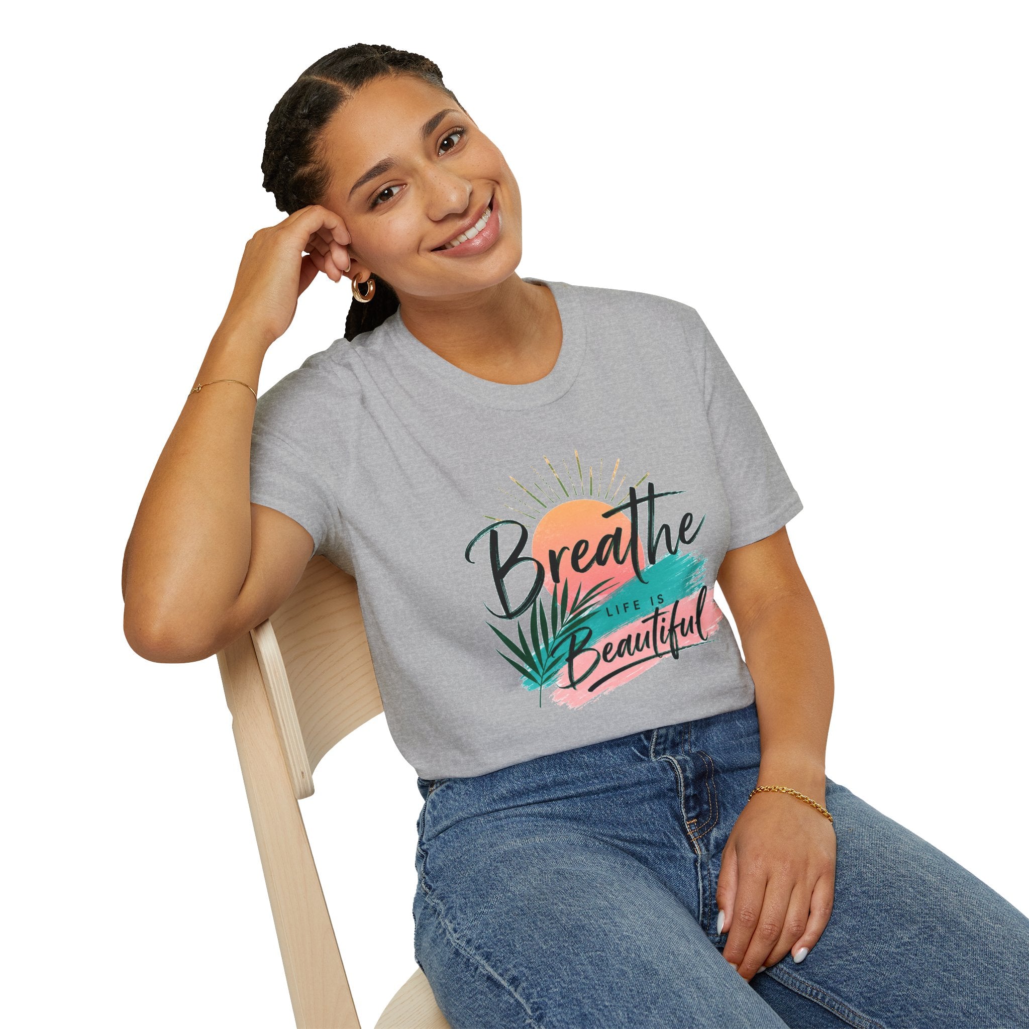 Breathe Life Is Beautiful Shirt, Inspirational T-Shirt for Women, Positive Quote Tee, Motivational Graphic Tee, Summer Vacation Shirt, Gift for Her