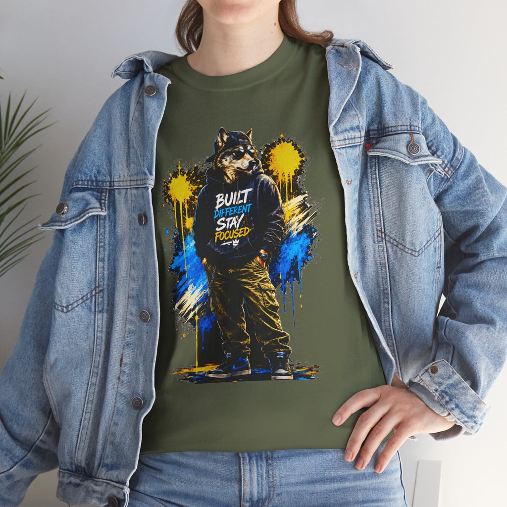 Raccoon Street Art Tee — "Built Not Born" Graphic T-Shirt