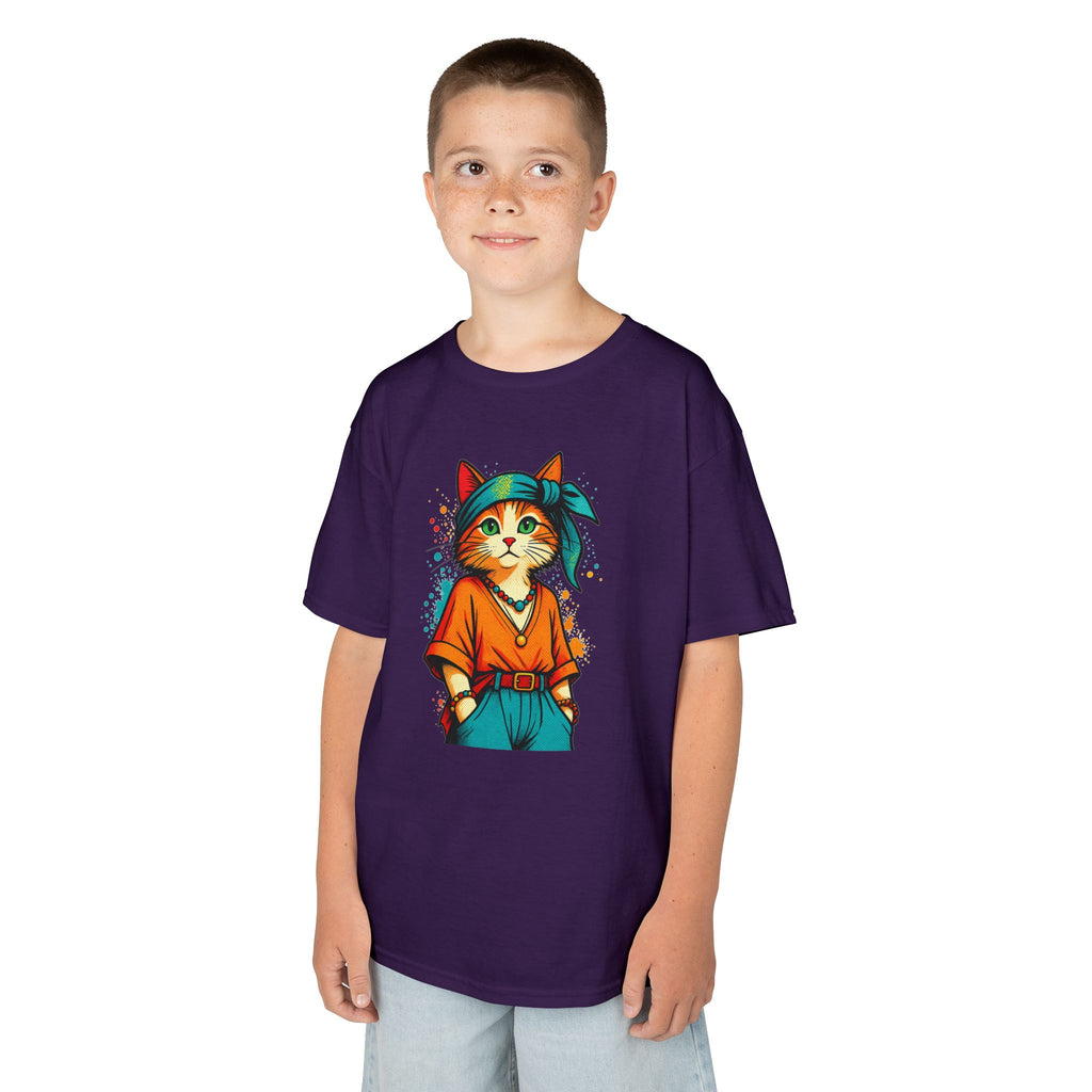 Kid's Retro Cat Tee — Cool Cat Graphic Shirt for Kids