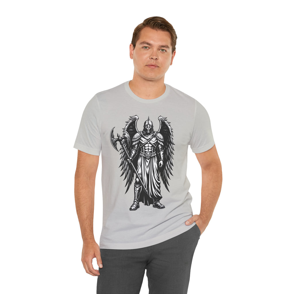 Angel of War Graphic Tee — Winged Knight Armor T-Shirt