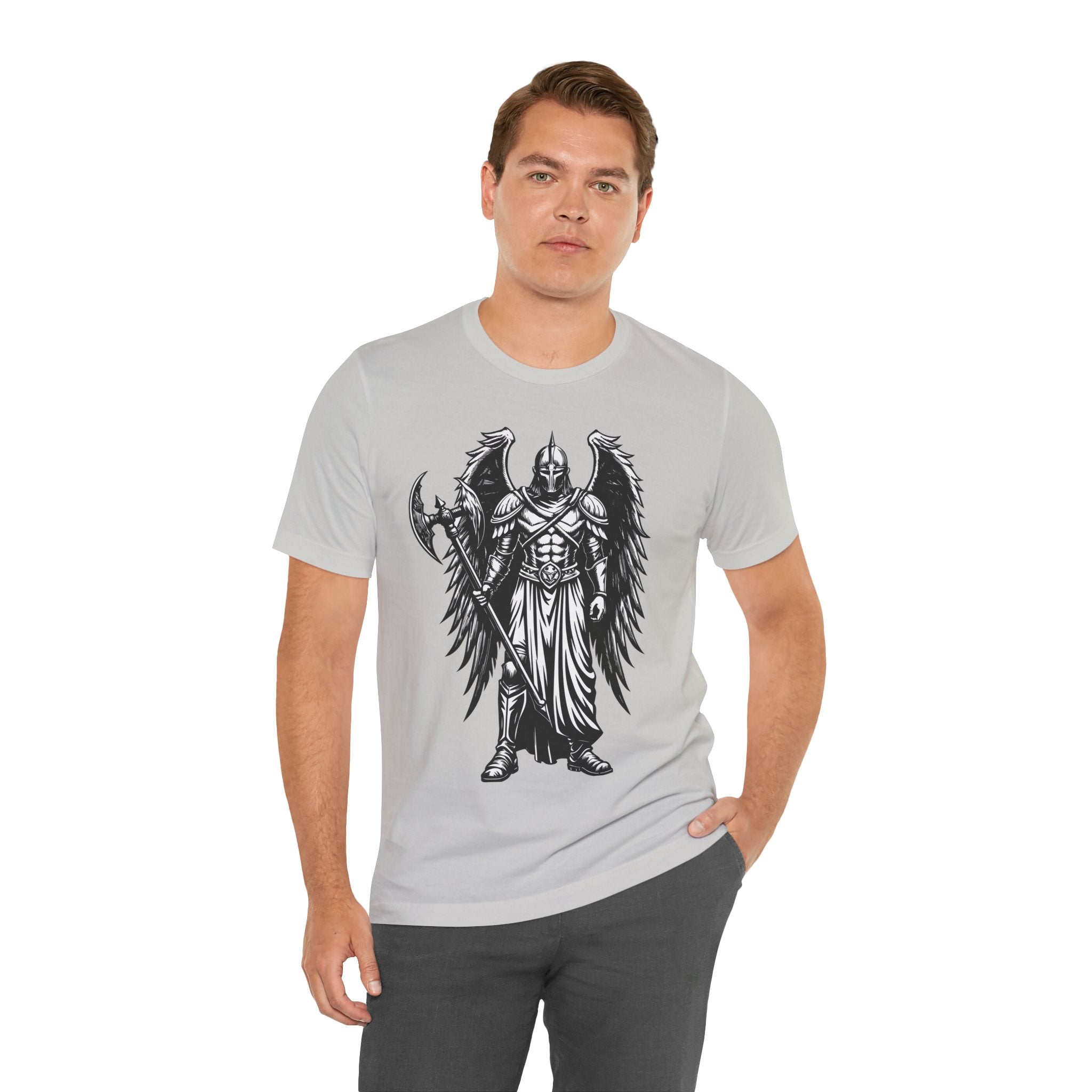 Angel of War Graphic Tee — Winged Knight Armor T-Shirt