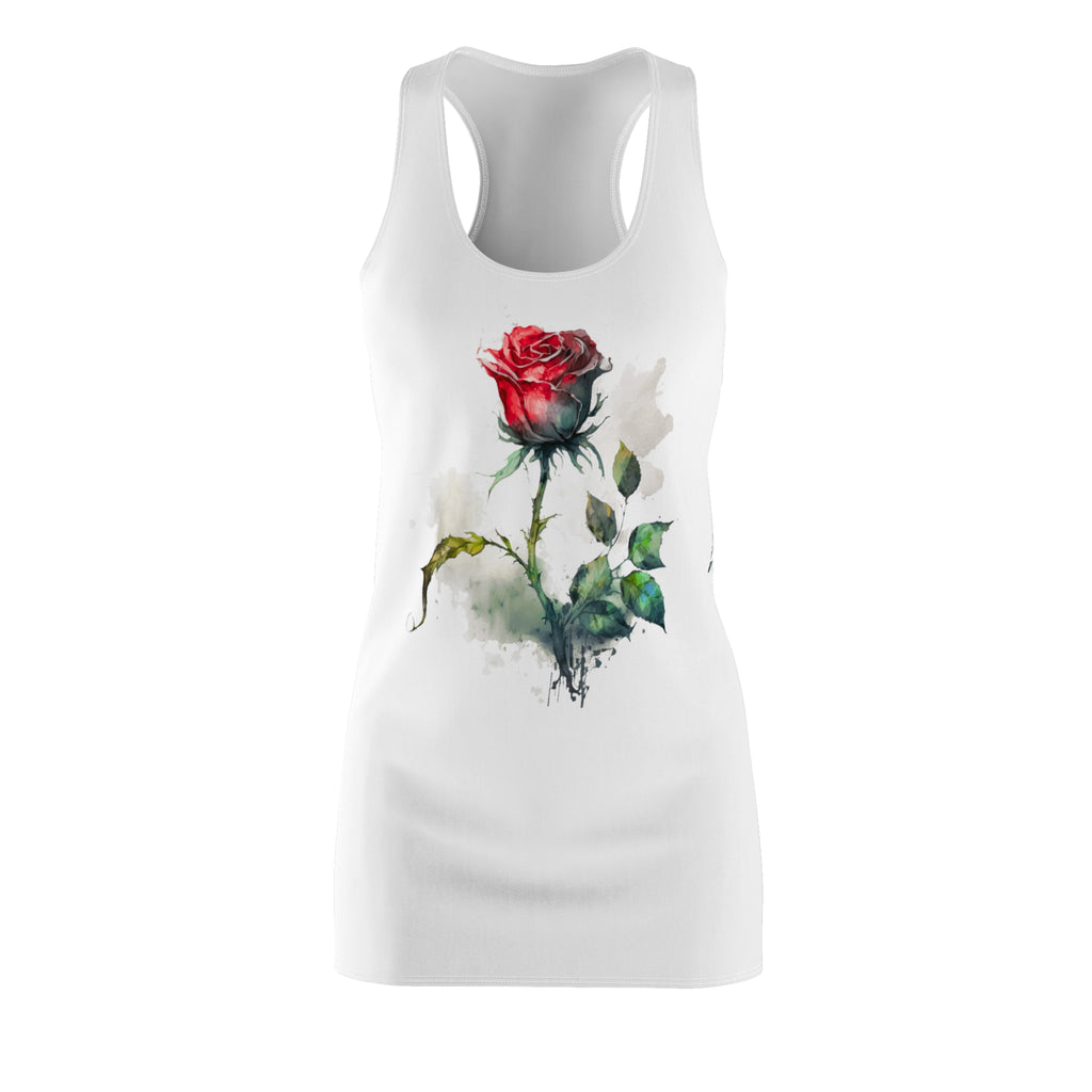 Racerback Dress – Watercolor Red Rose Print