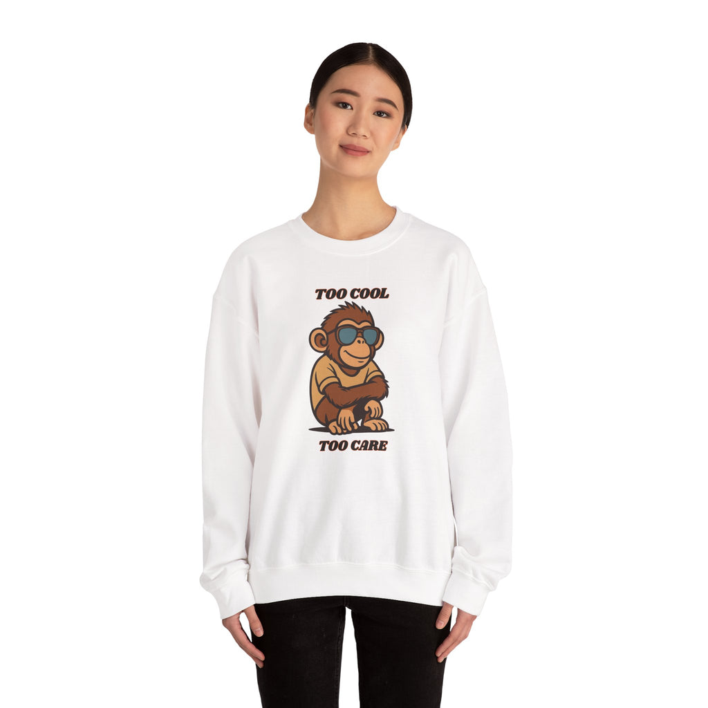 Too Cool Too Care Monkey Sweatshirt — Cute Sunglasses Ape Crewneck