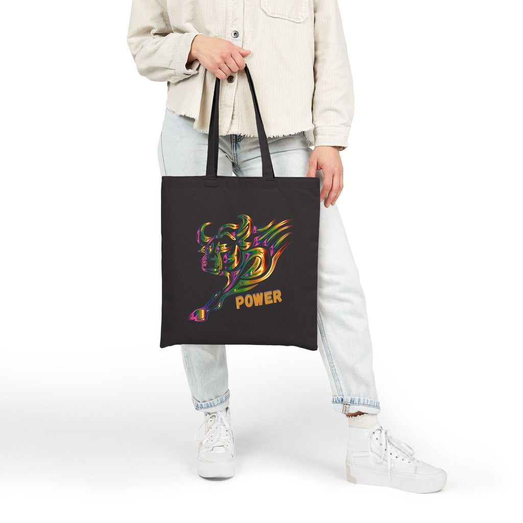 Power Bull Canvas Tote - Colorful Charging Bull Eco Tote Bag