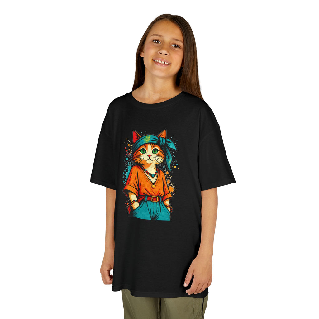 Kid's Retro Cat Tee — Cool Cat Graphic Shirt for Kids