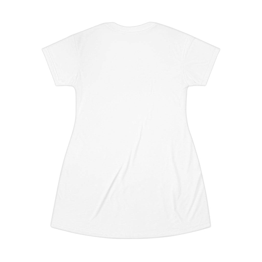 Artistic Watercolor Woman T-Shirt Dress – Ethereal Black & Gold Illustration