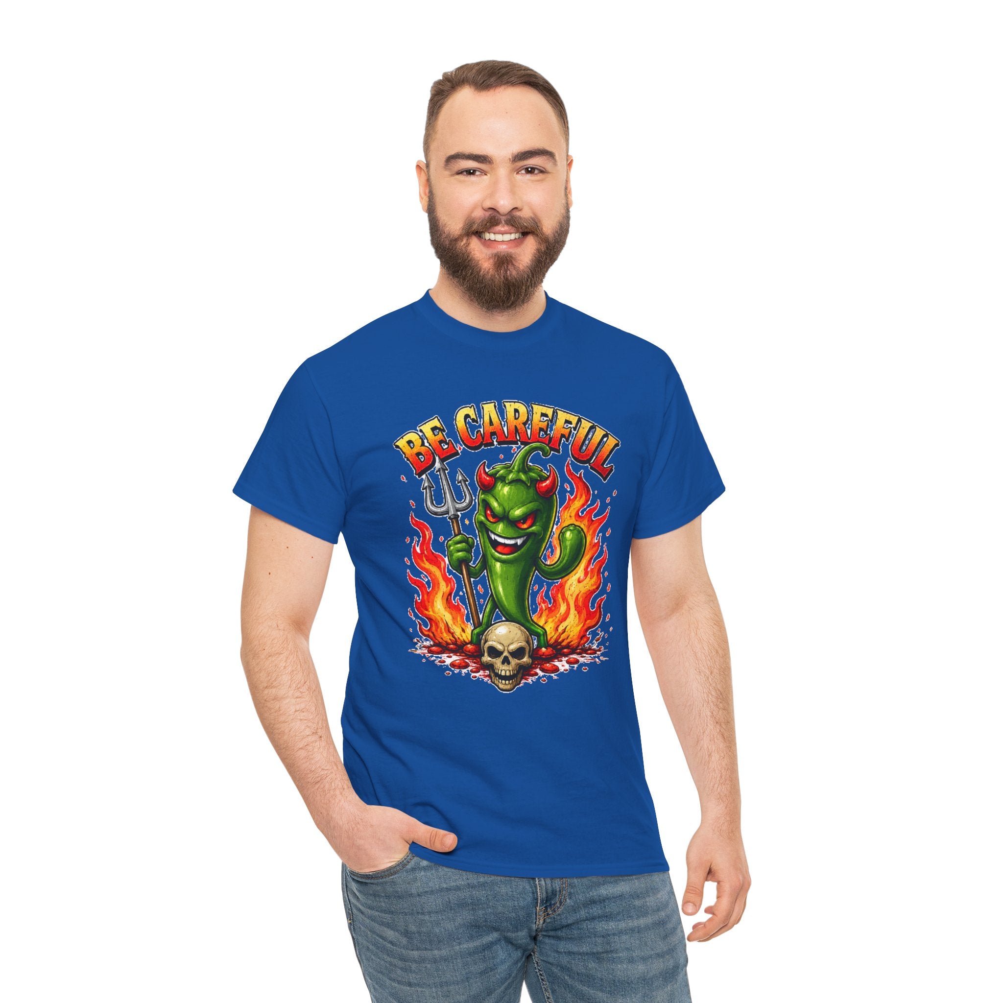 Be Careful Devil Pepper Shirt, Funny Spicy Pepper T-Shirt, Hot Chili Graphic Tee, Retro Tattoo Style Unisex Gift