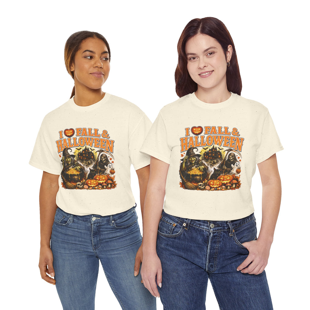 I Love Fall & Halloween T-Shirt | Vintage Halloween Shirt | Spooky Pumpkin Witch Tee | Cute Fall Graphic Tee | Autumn Lover Gift