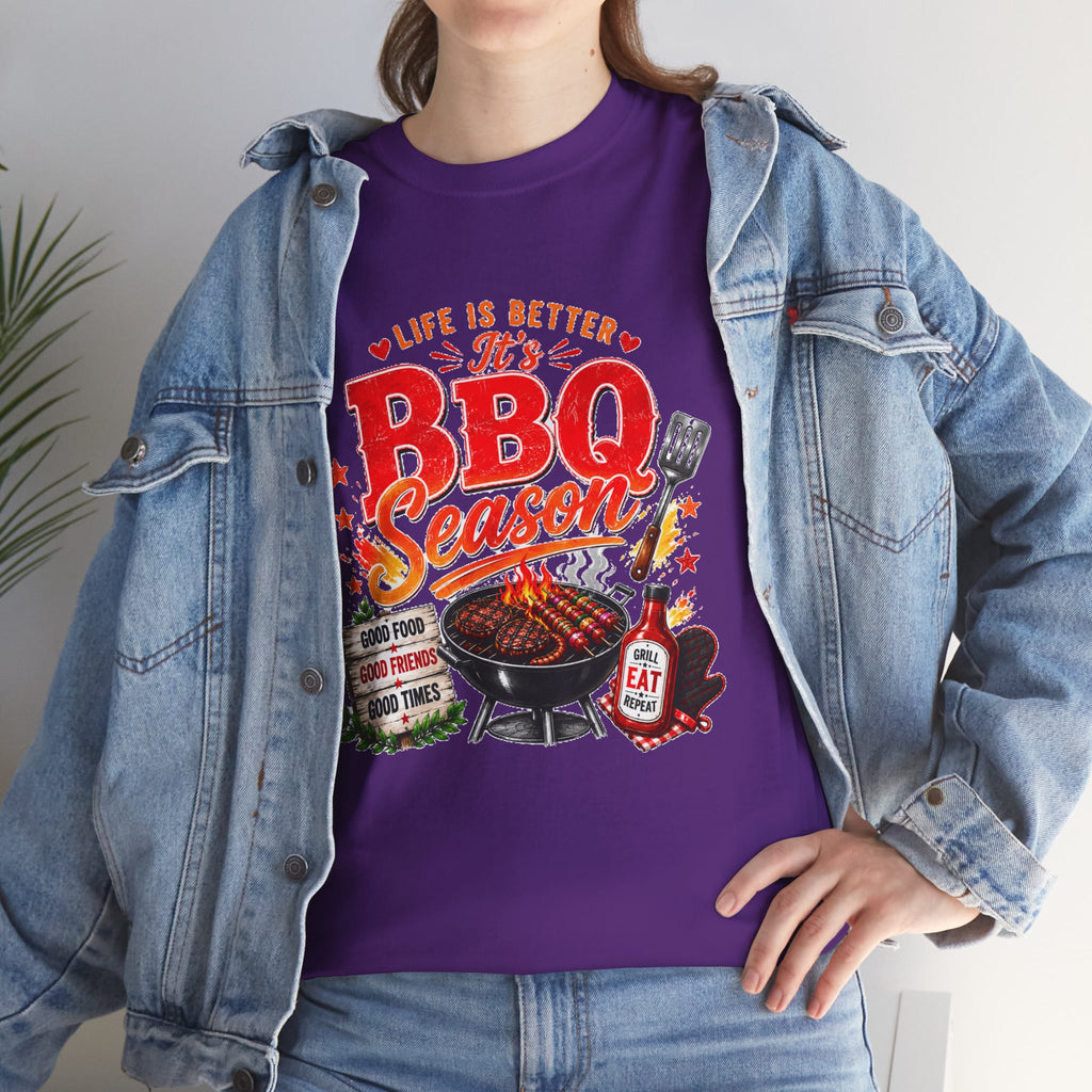 BBQ Season T-Shirt | Life Is Better It's BBQ Season Tee | Funny Grill Shirt | Summer Cookout Shirt | Barbecue Lover Gift | Backyard BBQ Tee