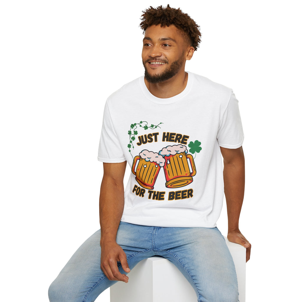 St. Patrick’s Beer T-Shirt — "Just Here for the Beer" Funny Clover Pub Tee