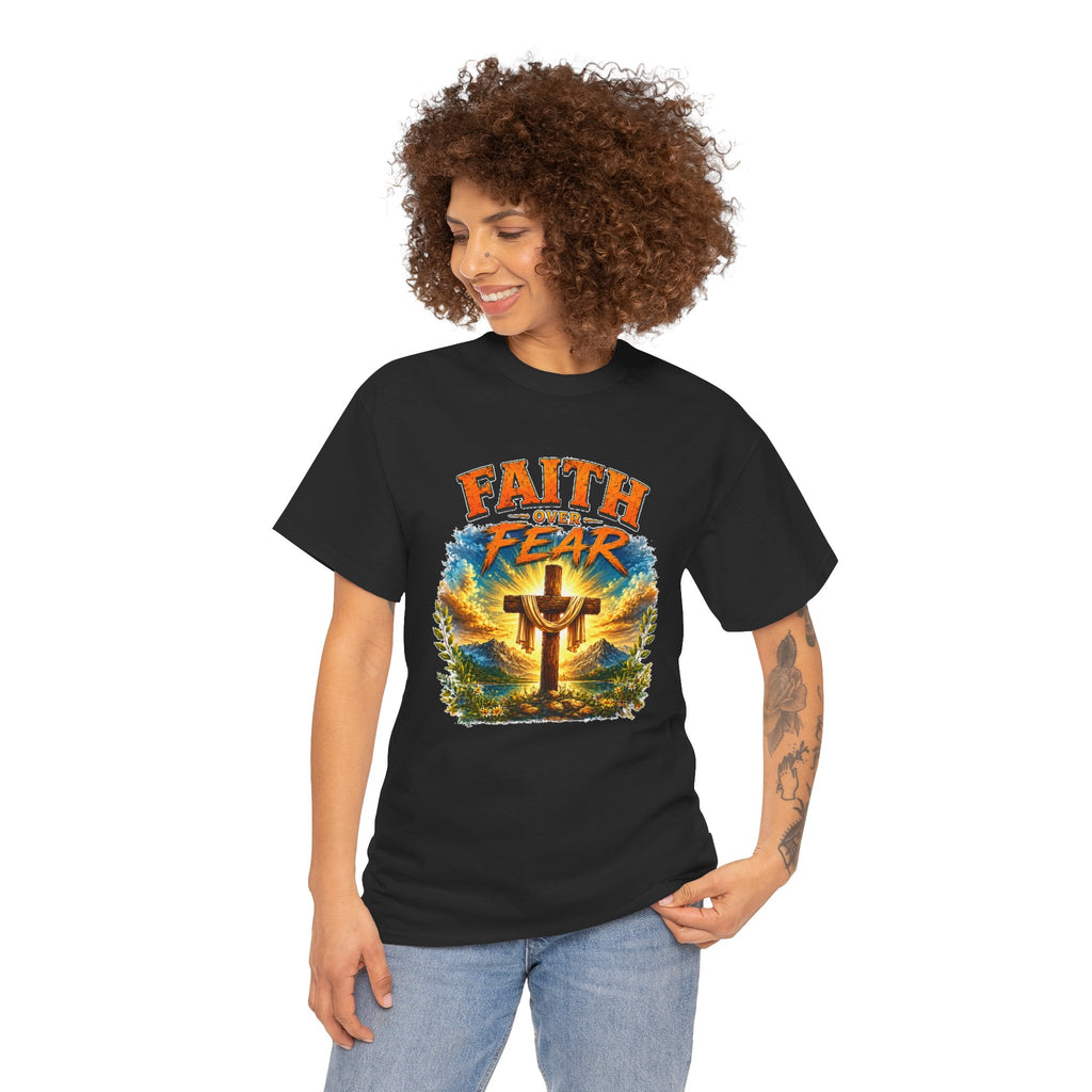 Faith Over Fear Christian T-Shirt | Cross Graphic Tee | Religious Unisex Shirt | Christian Gift
