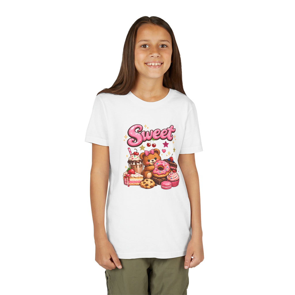 Youth Tee - "Sweet" Teddy Bear with Donuts & Desserts Kids Shirt