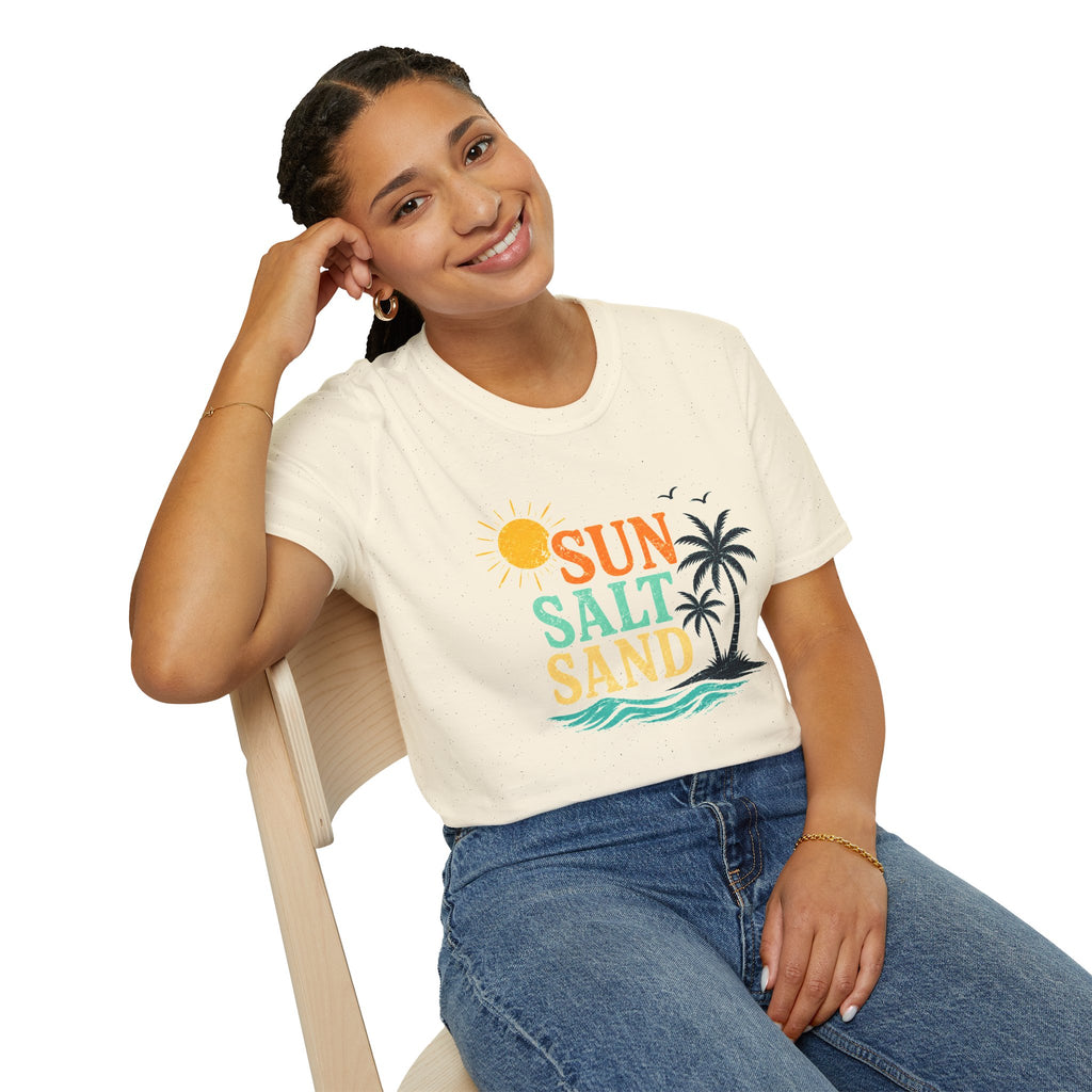 Sun Salt Sand Beach T-Shirt — Palm Tree Summer Vacation Tee