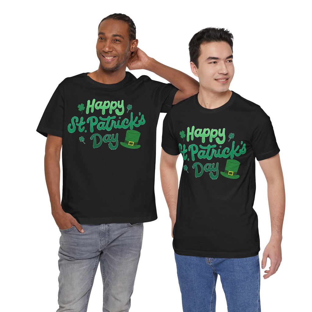 Happy St. Patrick's Day T-Shirt – Green Shamrock & Leprechaun Hat Tee