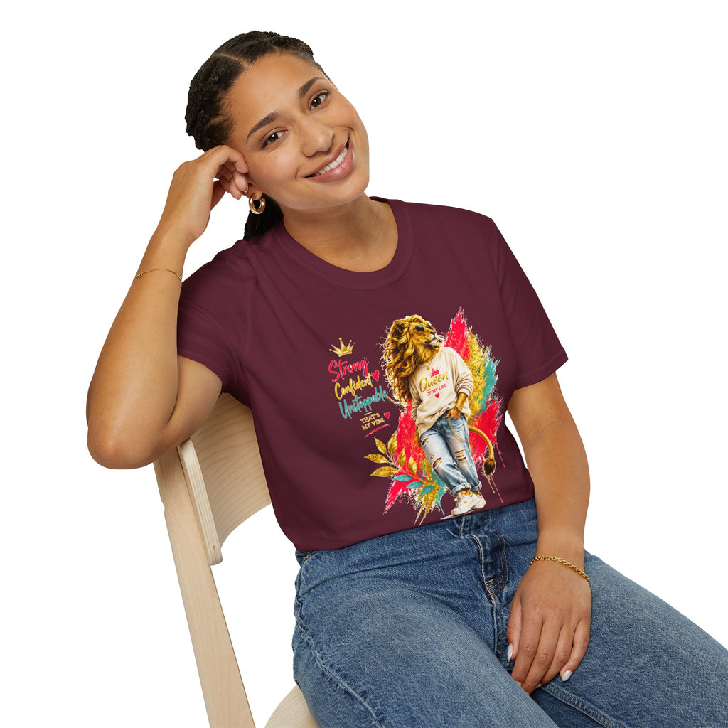 T-Shirt — "Strong, Confident, Unstoppable" Lioness Graphic Tee
