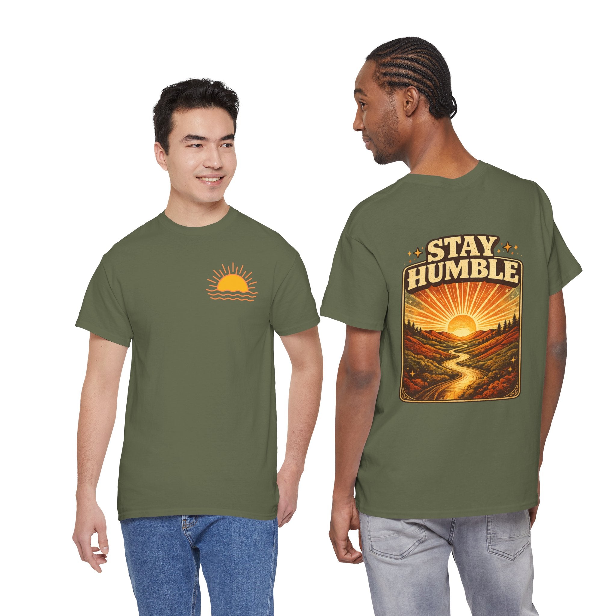 Stay Humble Sunset Tee - Retro Sunrise Graphic T-Shirt