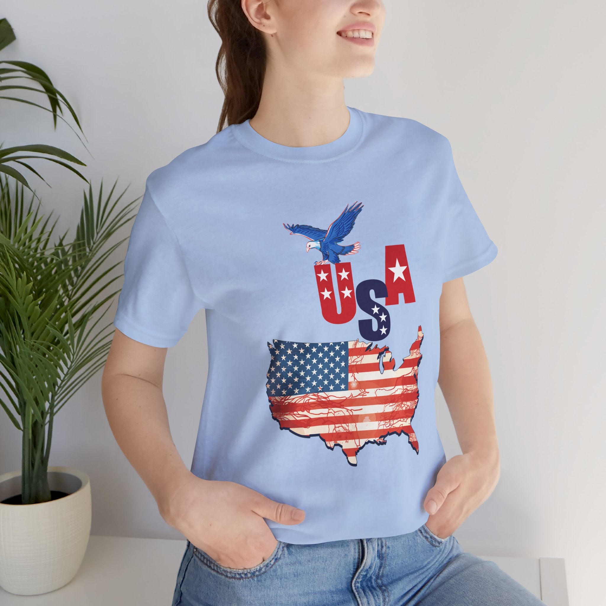 USA Flag Map T-Shirt, Patriotic Eagle Shirt, 4th of July Shirt, American Flag Tee, Independence Day Gift